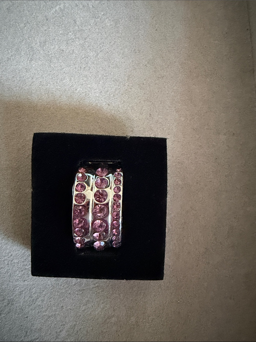paparazzi Silver-Tone Ring with Pink Crystals
